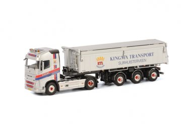 1/50 WSI Volvo FH4 Globetrotter Sand- und Asphaltkippauflieger Kingma 01-1373