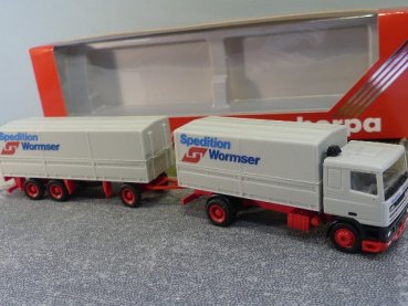 1/87 Herpa DAF 95 Wormser Spedition Pritschen Hängerzug 824000