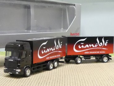 1/87 Herpa Scania 164L Cuandolé Niederegger Lübeck Wechselplanen-Hängerzug
