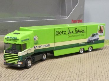 1/87 Herpa Scania 124L Getz HYUNDAI Jumbo-Koffer-Sattelzug 264853