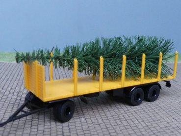1/87 Brekina 3achs Rungenanhänger gelb mit großem Weihnachtsbaum