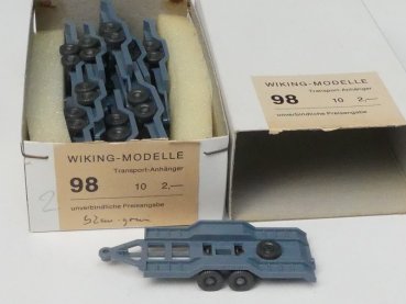 1/87 Wiking Händlerpackung Transport-Anhänger grau-blau 10 Stück 98 2