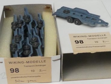 Preview: 1/87 Wiking Händlerpackung Transport-Anhänger grau-blau 10 Stück 98 2