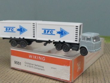 1/160 N Spur Wiking Henschel SFC 2 x 20ft Kühlcontainer-SZ blaugrau 9051