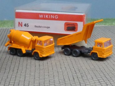 1/160 N Spur Wiking MB NG Betonmischer + Magirus Kipper orange N45