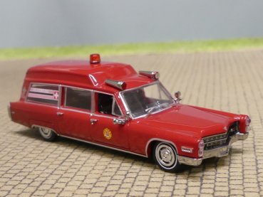 1/87 Brekina Cadillac Miller Meteor Ambulance, dunkelrot 19775