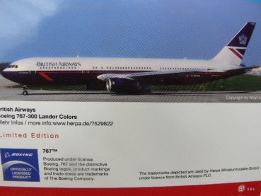 1/500 Herpa Wings British Airways Boeing 767-300 Landor Colors 529822