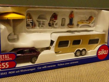 1/55 Siku PKW mit Wohnwagen 2542
