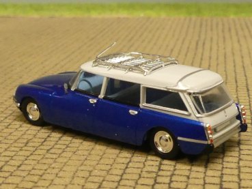 Preview: 1/87 Brekina Citroen DS Break dunkelblau, Dach hellgrau 1967, 14217