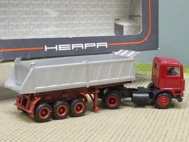 1/87 Herpa Volvo F12 Intercooler dunkelrot/silber Kipp-Sattelzug 838000