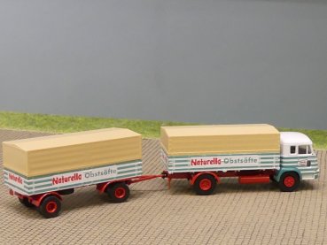 1/87 Brekina Magirus Pluto Naturella Obstsäfte Planen-Hängerzug