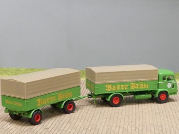 1/87 Brekina Magirus Pluto Barre Bräu Planen-Hängerzug