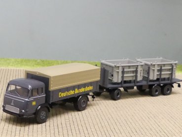 1/87 Brekina Magirus Pluto DB Deutsche Bundesbahn Planen-Rungen-Hängerzug