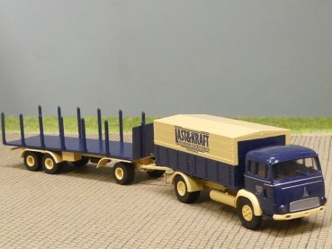 1/87 Brekina Magirus Pluto Last & Kraft Planen-Rungen-Hängerzug