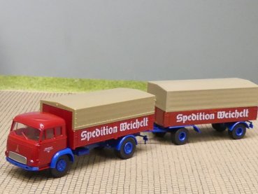 1/87 Brekina Magirus Pluto Weichelt Spedition Planen-Hängerzug