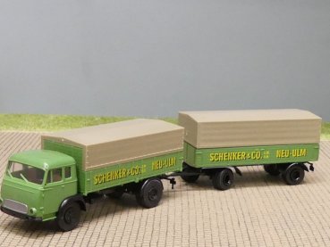1/87 Brekina Magirus Pluto Schenker Spedition Planen-Hängerzug