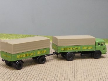 1/87 Brekina Magirus Pluto Schenker Spedition Planen-Hängerzug
