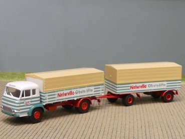 1/87 Brekina Magirus Pluto Naturella Obstsäfte Planen-Hängerzug