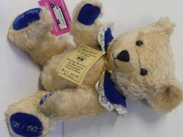 PS09 PS Bär blue bear ca. 32 cm Mohairplüsch holzwollegestopft