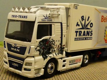 1/50 Tekno Herpa MAN TGX XXL Euro 6c Trio-Trans Fernfahrer Kühlkoffer SZ 071055