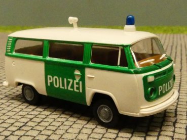 1/87 Brekina VW T2 Polizei weiß, Tür,Front,Heck-grün Bus 3308