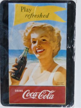 Blechschild Coca-Cola Play refreshed 10 x 14 cm