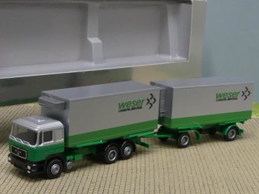 1/87 Herpa MAN F90 Weser Logistik Wechselkoffer-Hängerzug