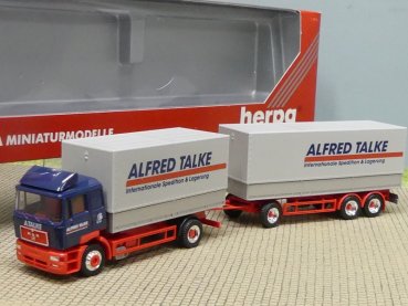1/87 Herpa MAN F2000 Talke Spedition Pritsche-Plane-Hängerzug