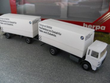 1/87 Herpa MAN F8 Original BMW Ersatzteile Planen-Hängerzug 820026