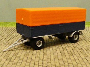 1/87 Brekina 2achs Anhänger dunkelblau/grau 55330