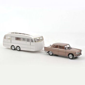 1/18 Norev Peugeot 404 1965 braun mit Caravan Henon 184837