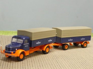 1/87 Brekina Krupp Mustang VEB Berlin DDR Hängerzug 77129