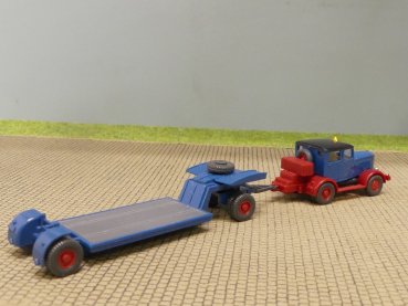 1/87 Wiking Hanomag ST 100 mit Tieflader-Anhänger 502