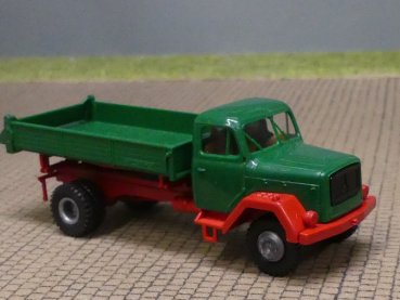 1/87 Brekina Magirus 125 Pritsche mit Kipper dunkelgrün