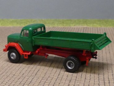 1/87 Brekina Magirus 125 Pritsche mit Kipper dunkelgrün