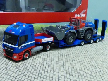 1/87 Herpa Iveco Stralis NP Goldhofer Allrounder-SZ mit Liebherr Radlader Riwatrans 312851