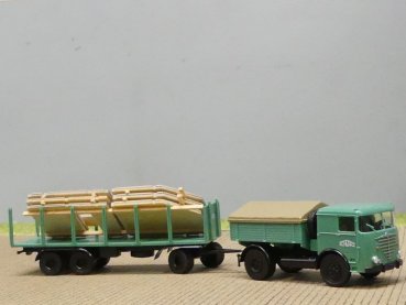 1/87 Brekina Büssing LU 11 Schwarzbau Zugmaschine + Rungenhänger 79210
