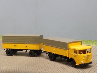 1/87 Brekina Büssing LU 11 Deutsche Post Planen-Hängerzug 010565