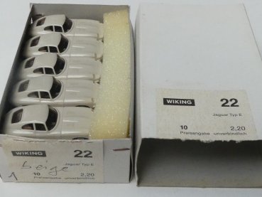 Preview: 1/87 Wiking Händlerpackung Jaguar E Typ hellelfenbein 10 Modelle 22 1