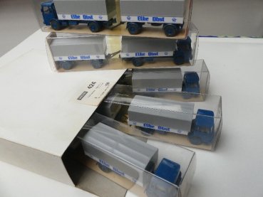1/87 Wiking Händlerpackung MAN F80 Elbe Obst FH blau 5 Modelle 424 3