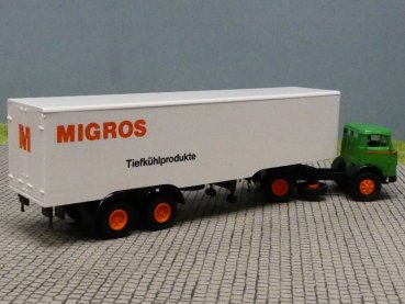 1/87 Brekina MB 328 Migros Schweiz CH Koffer Sattelzug