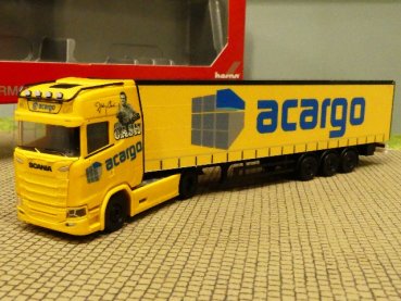 1/87 Herpa Scania CS20 HD acargo / Johnny Cash Gardinenplanen-Sattelzug 314763