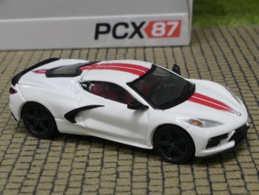 1/87 PCX Chevrolet Corvette (C8) Stingray weiß/rot 870673