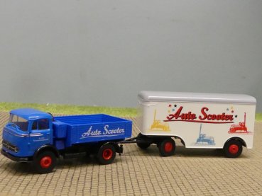 1/87 Brekina MB 328 Auto Scooter Zugmaschine + Koffer-Anhänger
