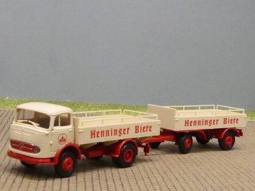 1/87 Brekina MB 328 Henninger Bier Bierpritschen-Hängerzug