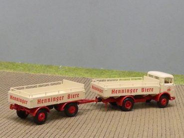 Preview: 1/87 Brekina MB 328 Henninger Bier Bierpritschen-Hängerzug
