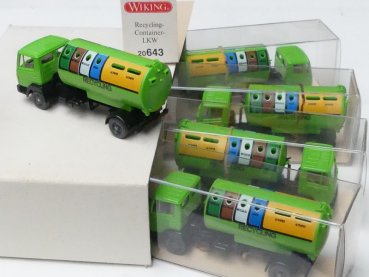 1/87 Wiking Händlerpackung MB 814 Recicling Container LKW grün 5 Modelle 643