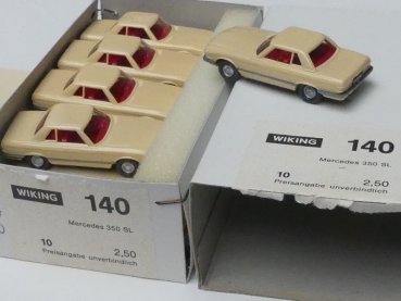 Preview: 1/87 Wiking Händlerpackung MB 350 SL hellbeige 10 Modelle 140