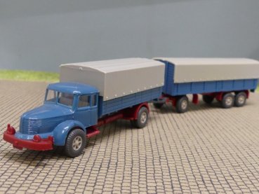 1/87 Wiking Krupp Titan azurblau Planen-Hängerzug 480