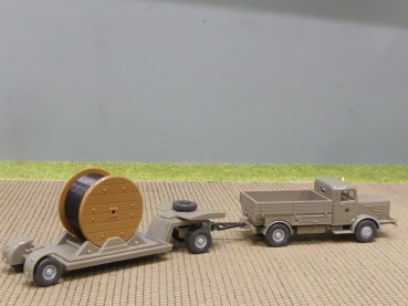 1/87 Wiking Büssing 8000 mit Tieflader + Kabelrolle Post Fernmeldedienst 852